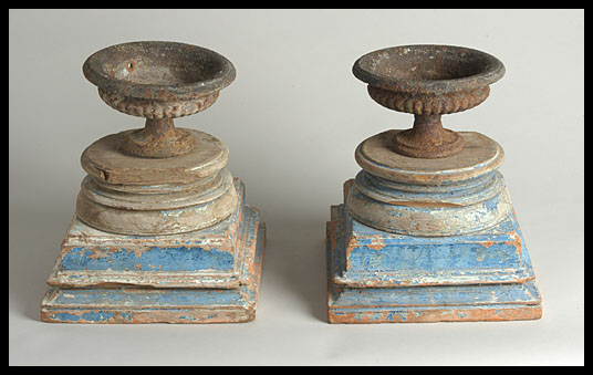 Pair of Cast Iron Miniature Planters