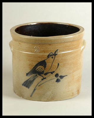 Stoneware Crock with Bird Decoration