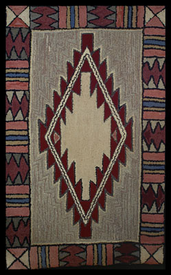 Native American Motif Hooked Rug