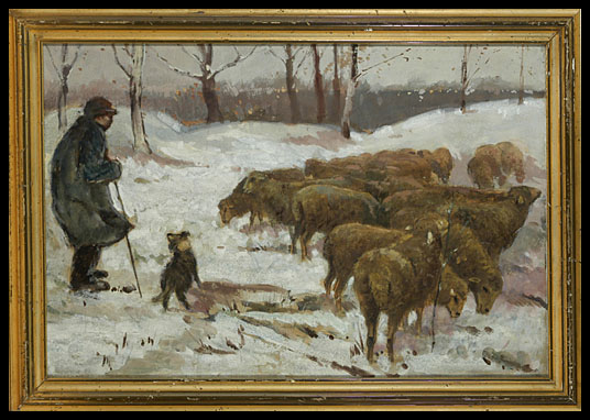 Shepherd Tending His Flock - Geofrey Strahan (Canadian)